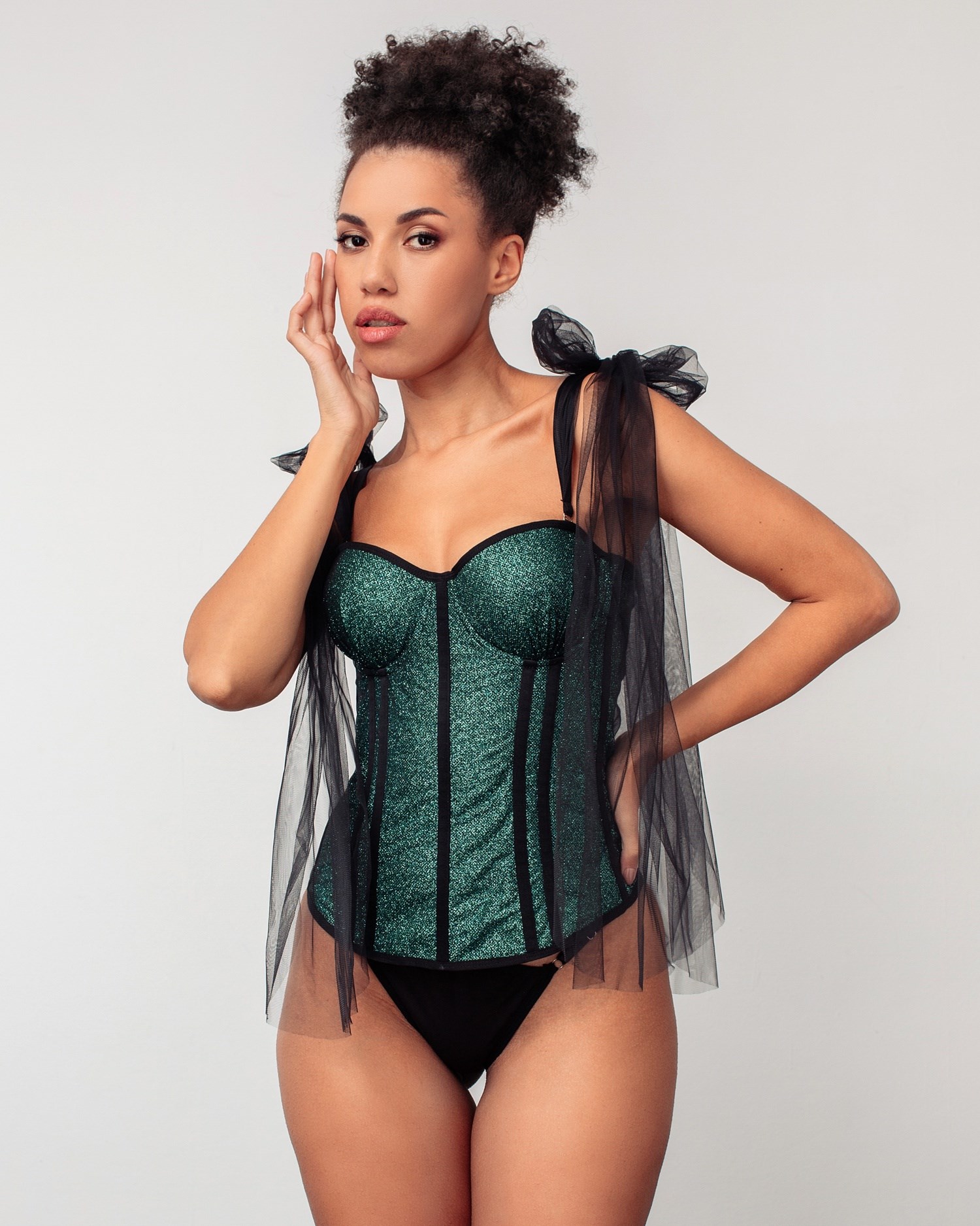 Corset with glitter is long