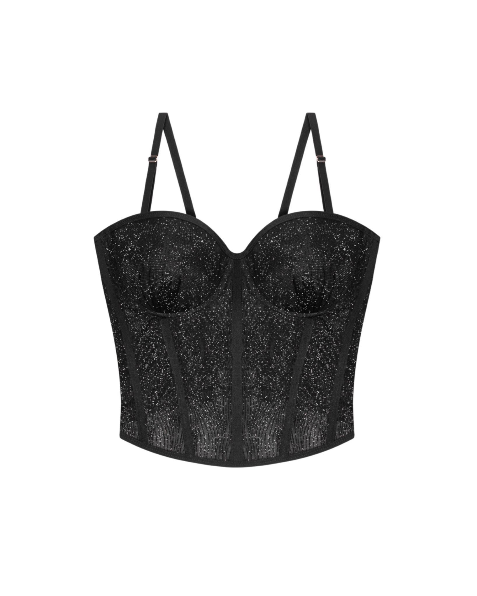 Corset with glitter of medium length
