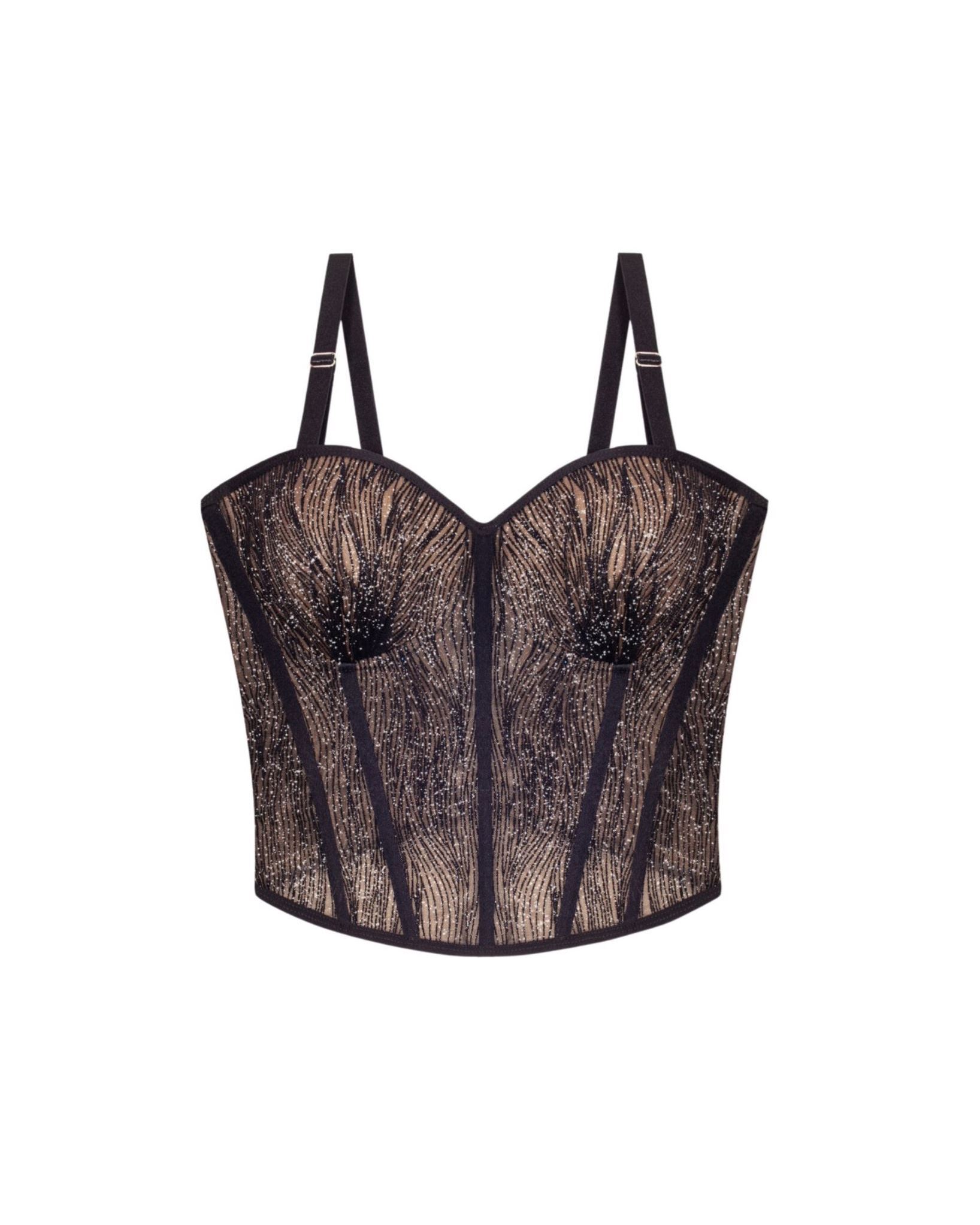 Corset with glitter of medium length