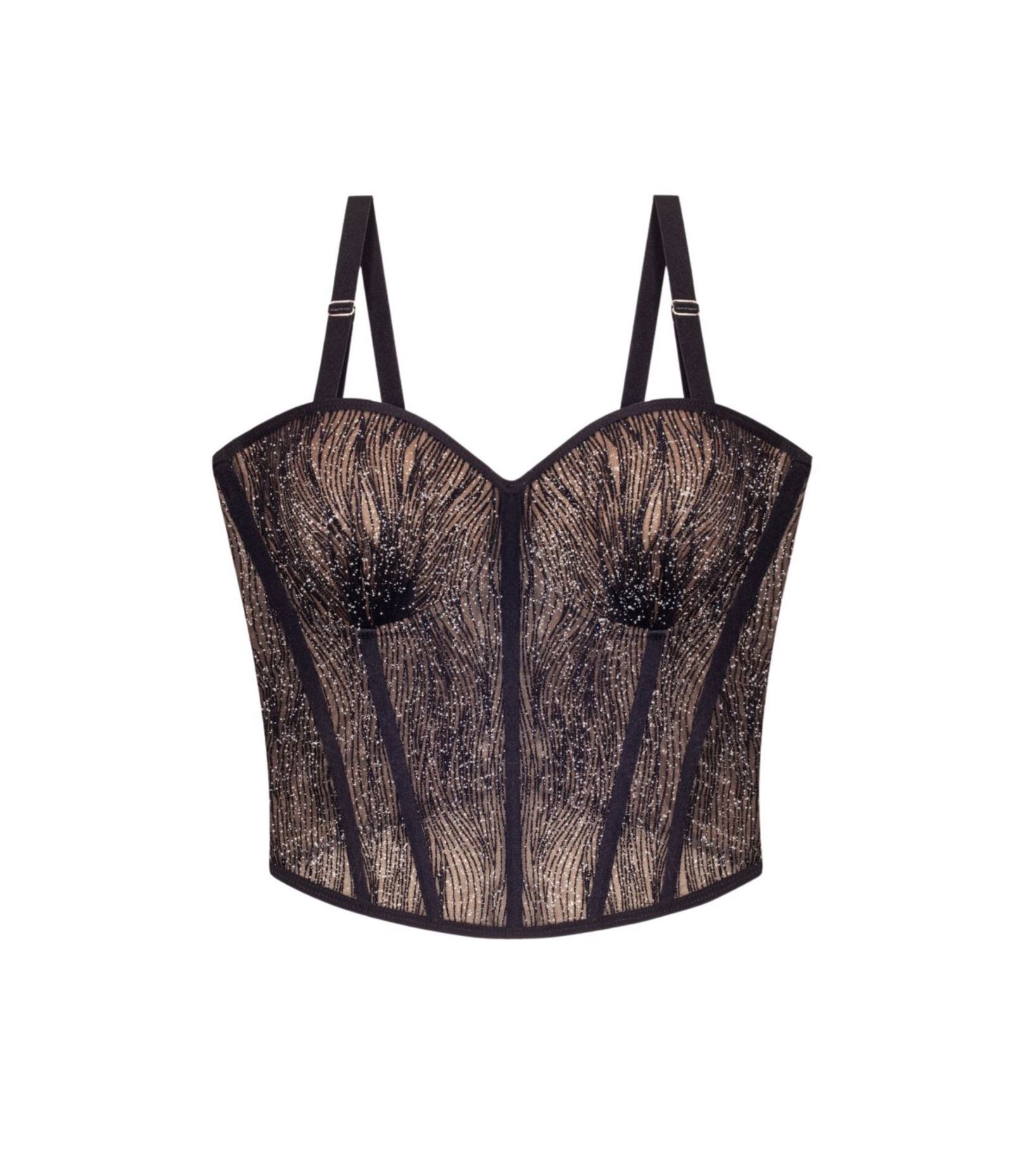 Corset with glitter of medium length