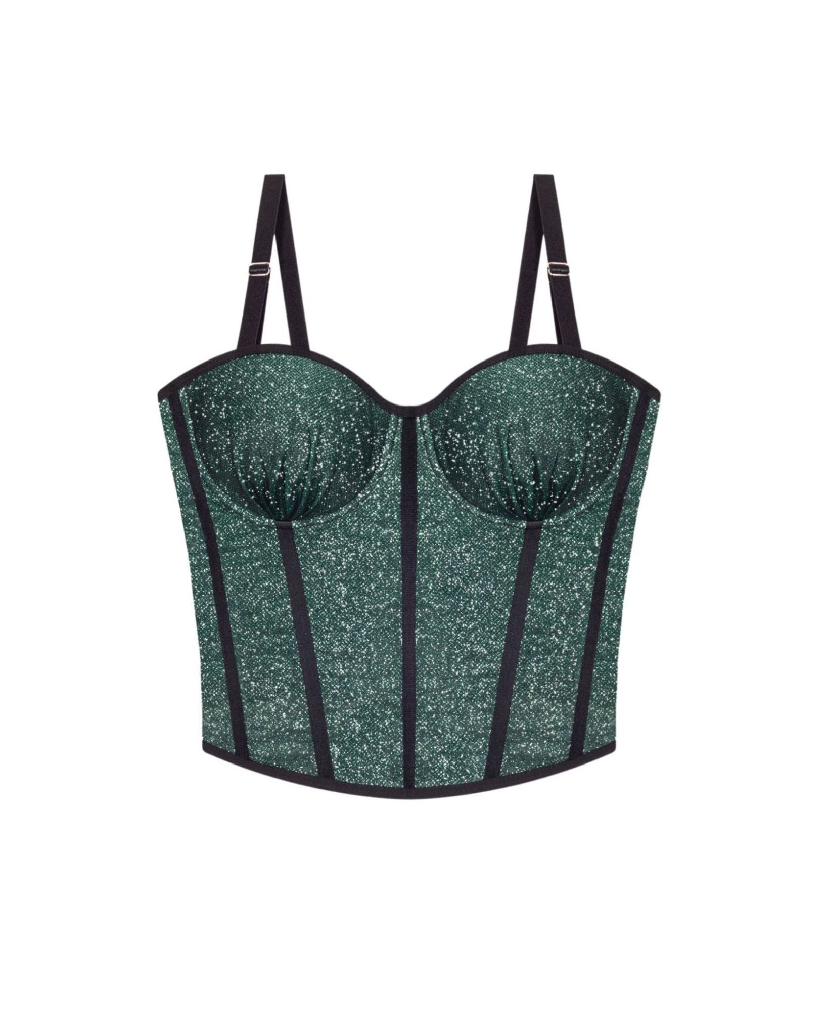 Corset with glitter of medium length
