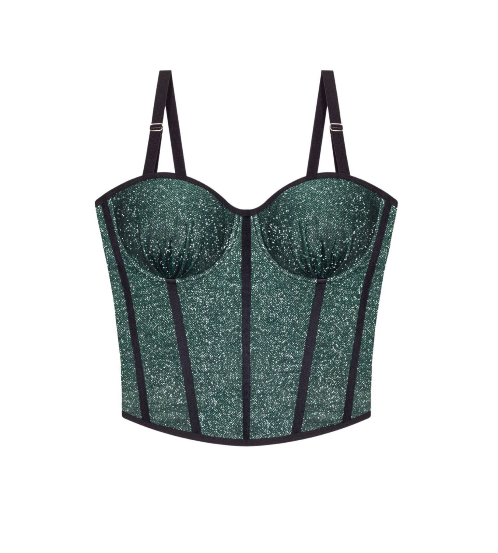 Corset with glitter of medium length