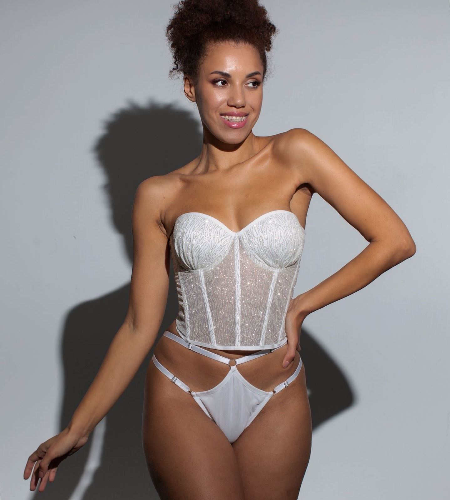 Corset with glitter of medium length